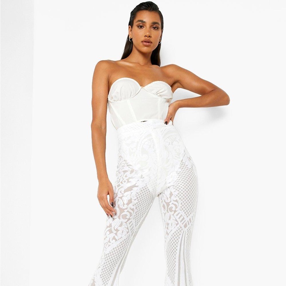 NWT Premium Demask Sequin Extreme Flared Trouser Perfect Condition!